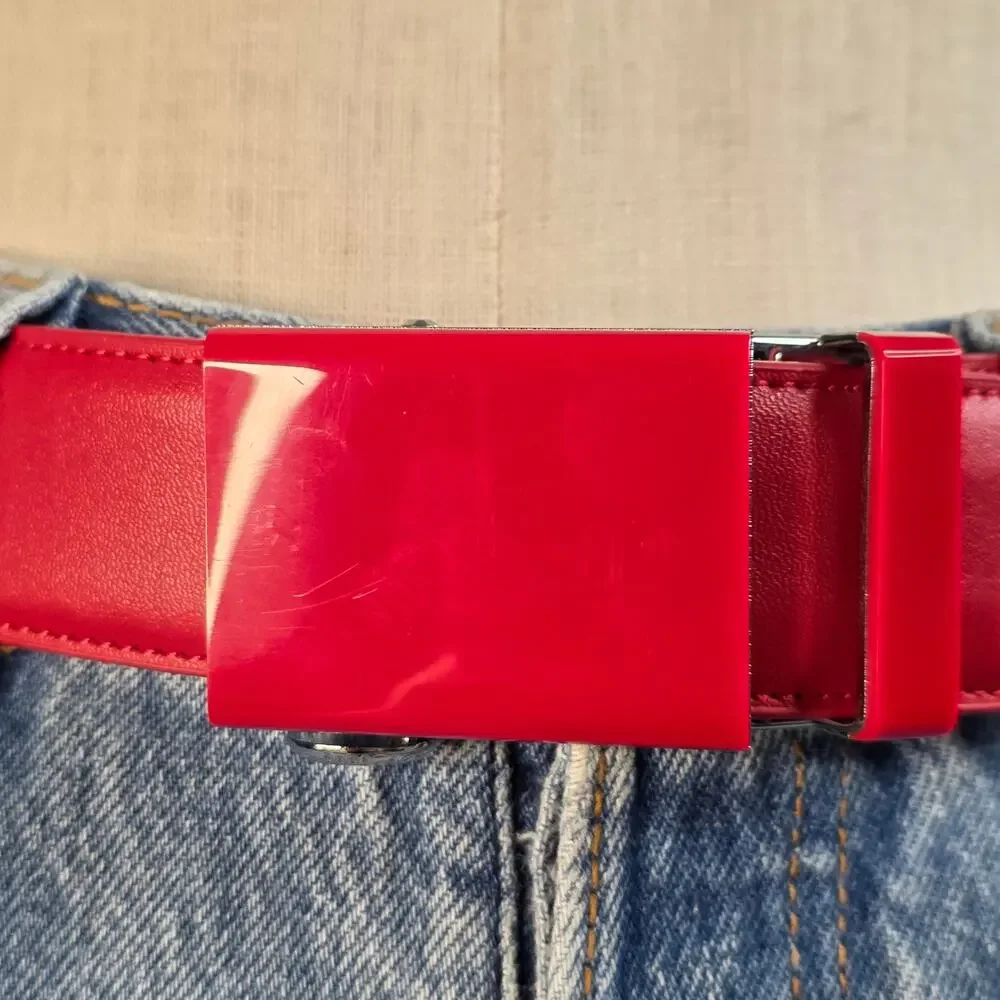 Red Leather Slider Belt